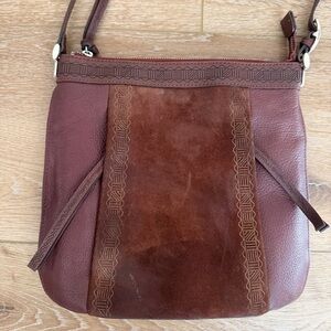 Brighton Leather Suede Crossbody Shoulder Bag Brown Purse‎ 10x11x2.5